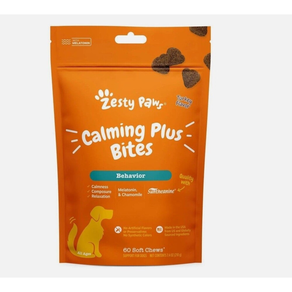 Zesty Paws Calming Plus Bites, Dogs, Behavior, All Ages, Turkey, 60 Soft Chews